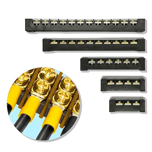 Terminal Block 2 Wrapped 12 Circuits 30A 450v Double-Row Screw terminals and 48 Pieces Connectors