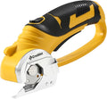 4v Cordless Electric Scissors, Electric Box Cutter With LED Light and Safety Lock, Cardboard Cutter, Rotary Cutter for Cardboard Leather Carpet Plastic Yellow
