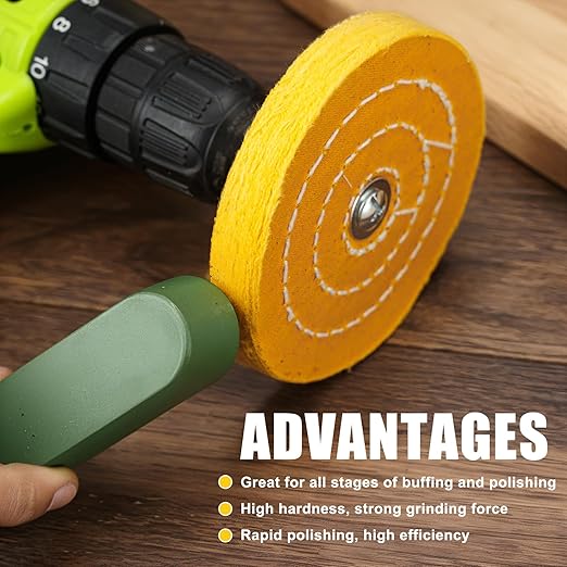 Polishing Wheel for Drill Kits, 10pcs Buffing Wheels, 5pcs Felt Wheels and 3pcs Compound, Different Size and Density Polisher Wheels for Metal, Jewelry, Car, Aluminum, DIY Buffing & Finishing