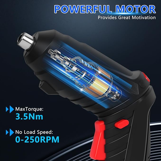16 in 1 Electric Screwdriver Cordless Rechargeable Small Power Drill Set 3.6V Li-ion 3.5Nm Max Torque Electric Rotatable with LED Light Screwdriver for Home Office DIY Tools (Black)