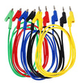 5PCS Multimeter Banana Plug to Crocodile Alligator Clip, 4mm Stackable Colorful Silicone Banana Plug to Alligator Clip, Soft Flexible Electrical Test Probe Lead Wire Cables 1M