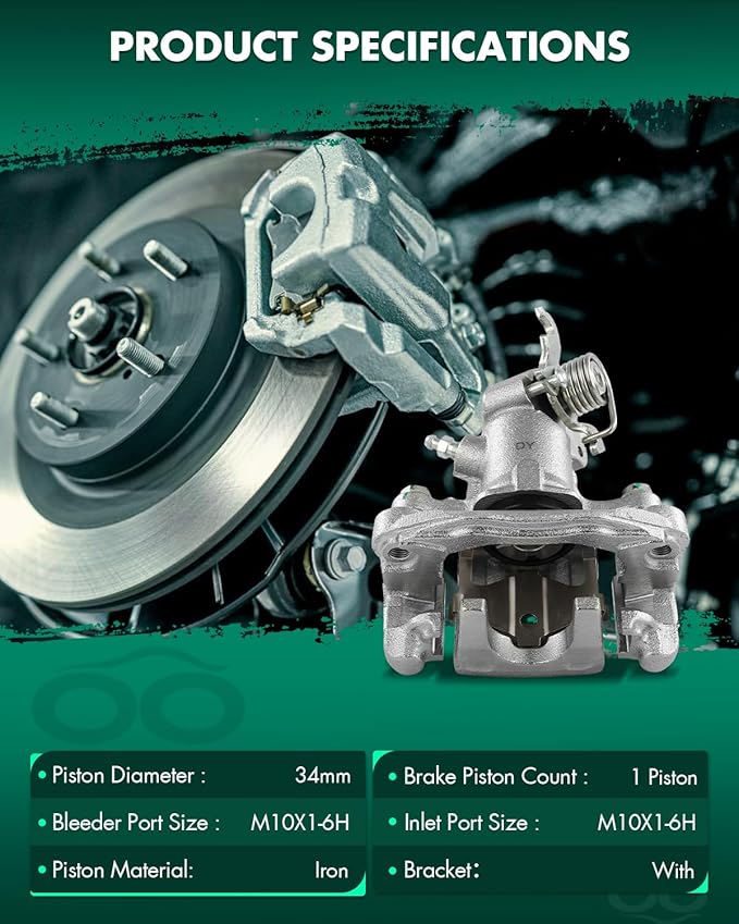 SCITOO 19B3302 Rear Left Disc Brake Caliper Assembly w/Bracket For Hyundai For Elantra 2005-2006,For Hyundai For Tiburon 2004-2008,For Kia For Spectra 2005-2009,For Kia For Spectra5 2005-2009