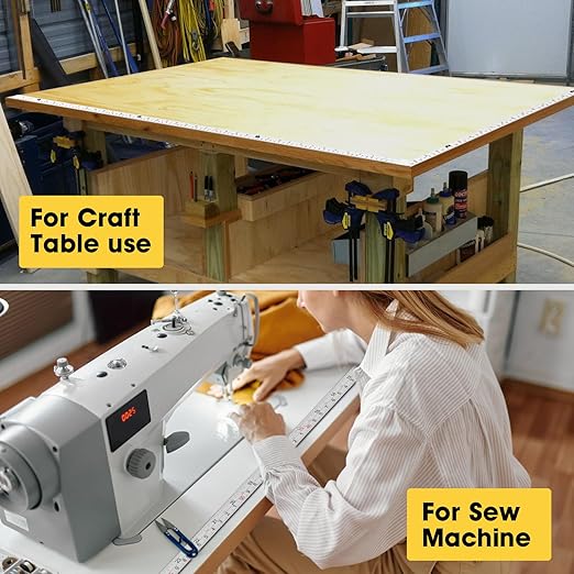 Adhesive Measuring Tapes,Steel Self Tape Measure,1/2" Wide Imperial & Metric Ruler Sticker, Stick On Table Saw and T Track for Woodworking, Drafting (White, Right to Left 118" 2PCS)