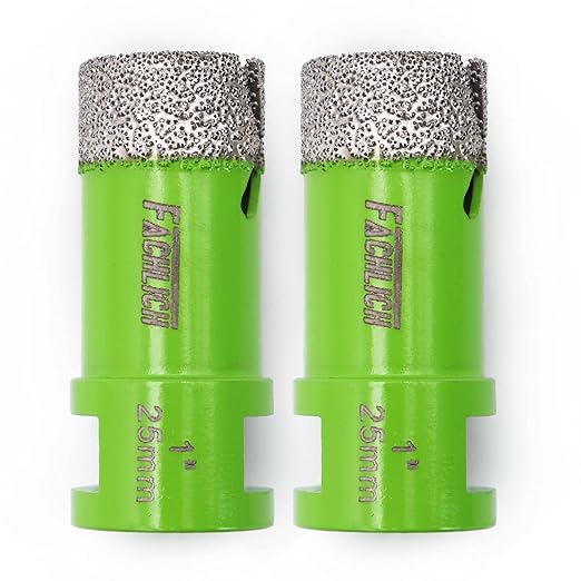 Diamond Core Drill Bits 1" 2pcs 25mm Granite Drill Bits for Porcelain Tile Granite Marble Masonry Brick