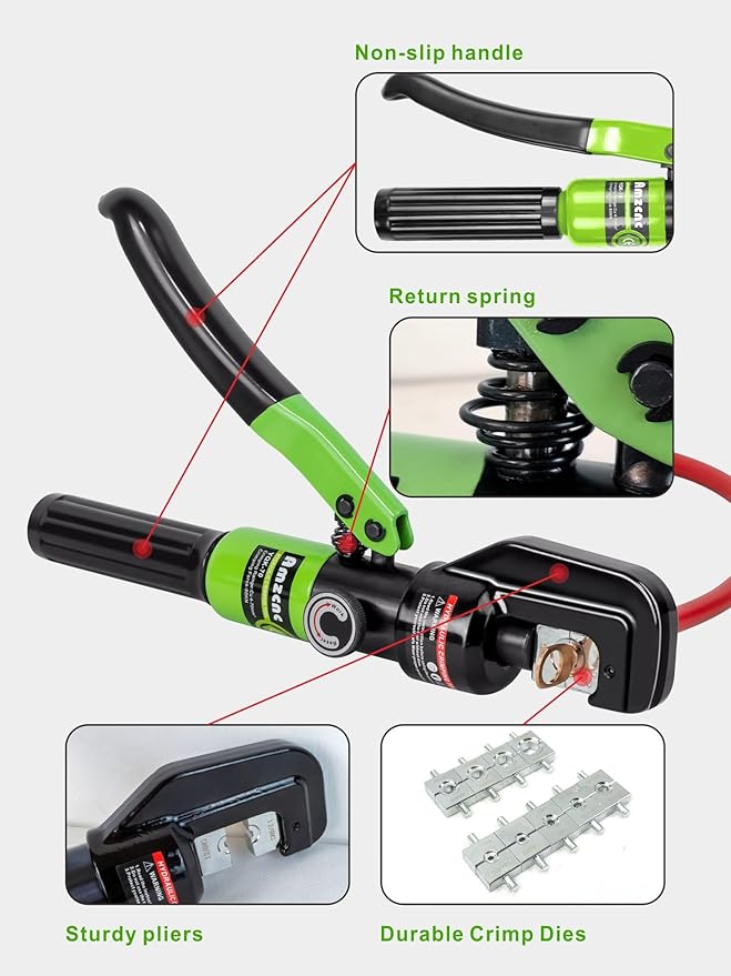 AMZCNC 1/8” Wire Rope Crimping Tool Hydraulic Hand Crimper Tool for Stainless Steel Cable Railing Fittings for 1/8" 3/16" Cable –Wire Swaging Tool 8 Ton and Stainless Steel Cable Cutter