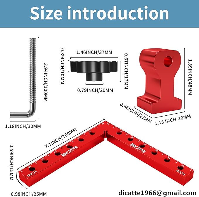 90 Degree Positioning Square Right Angle Clamp 7.1" x 7.1" Aluminum Alloy Woodworking Carpenter Tool,4 Pcs Right Angle Clamps With 8 Clamps,For Picture Frame Box Cabinets Drawers
