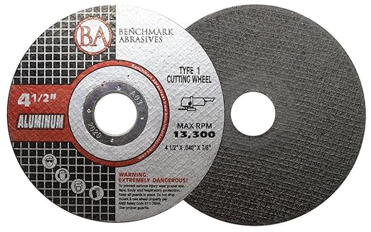 Benchmark Abrasives Grinder Cut Off Wheels 4 1/2 Inch Aluminum Oxide Thin Type 1 Angle Grinder Cutting Disc for Aluminum, Copper - with 7/8" Arbor Hole, Fast Grinder Cutting Wheel - 25 Pack