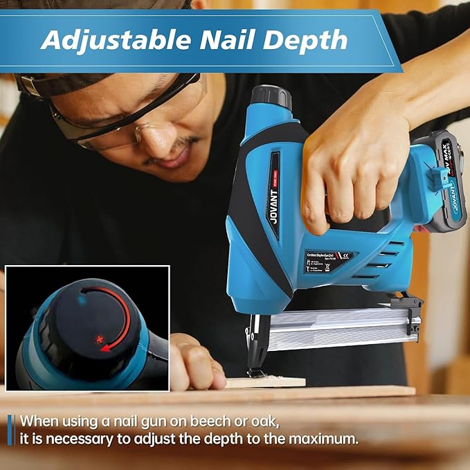 Nail Gun Battery Powered, Cordless Nail Gun with 2 * 2.0Ah Li-ion Battery, 20V 2 in 1 Electric Nail Gun with Staple Remover, Battery Nail Gun for Upholstery, Small Projects and Woodworking