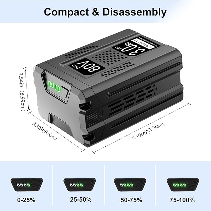 1 Pack 3.0Ah Lithium-ion Replacement Battery for Kobalt 80V Battery KB2580-06 KB680-06 KB580-06 KB280-06 Cordless Power Tools