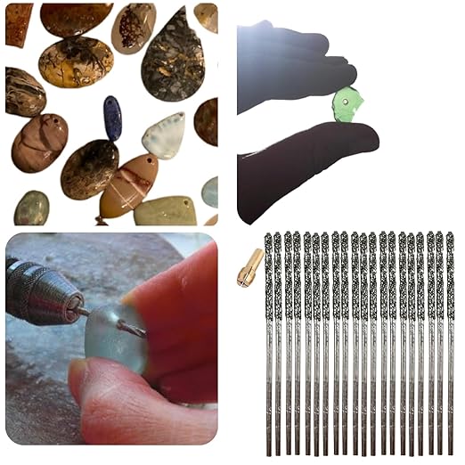 Diamond Drill Bits 1.5mm 20 Pieces Compatible with Dremel Collet Included Twist Tip Jewelry Beach Sea Glass Shells Gemstones Lapidary Ornament Bracelet Necklace Arts Crafts