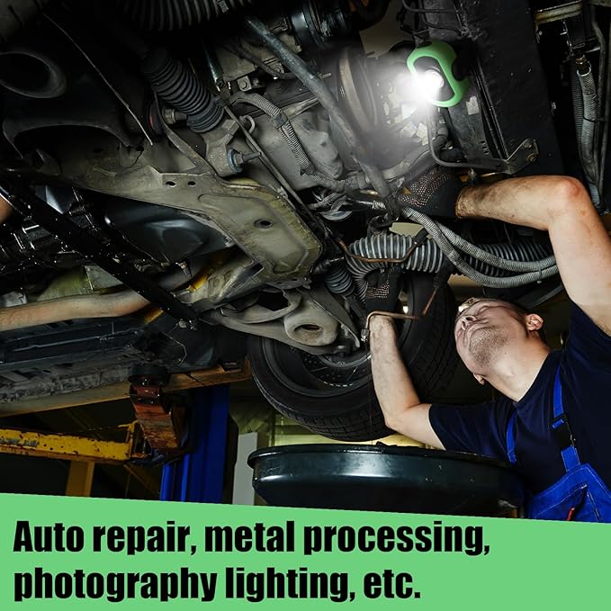 Retisee 3 Pcs 720 Lumens Magnetic Work Light USB Rechargeable LED Flashlight Portable Inspection Light for Car Repair Emergency Lighting Mechanics Workshop (Green)