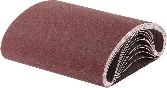 uxcell 10pcs 8" x 19" Sanding Belts 120 Grits Aluminum Oxide Abrasive Belt Sander Paper Sanding Papers for Metal Wood Grinding Polishing, Reddish Brown