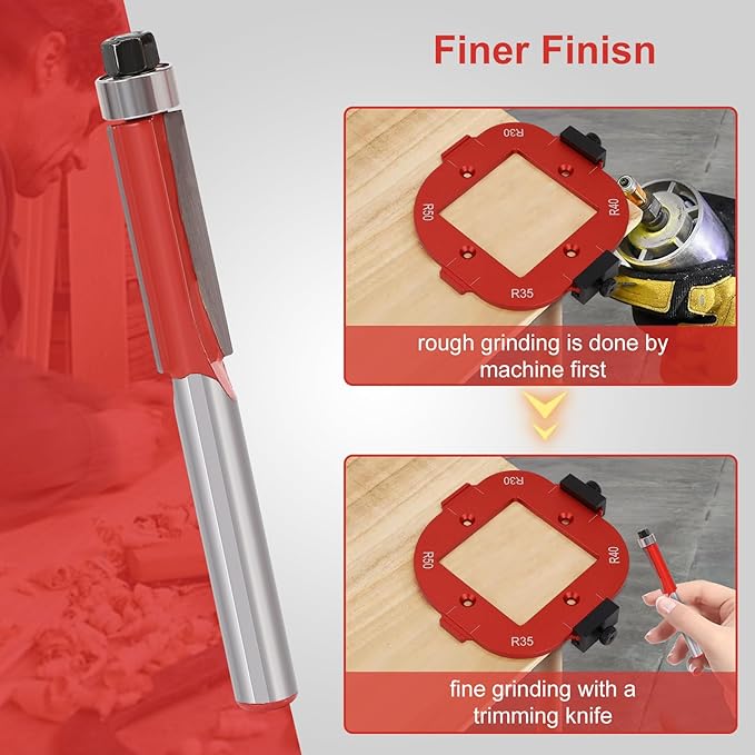 2Pcs Router Corner Radius Template Router Radius Jig 8 in 1 Aluminum Alloy Router Templates for Woodworking Router Corner Jigs and Templates R10/R15/R20/R25/ R30/R35/R40/R50 Use with Router Table