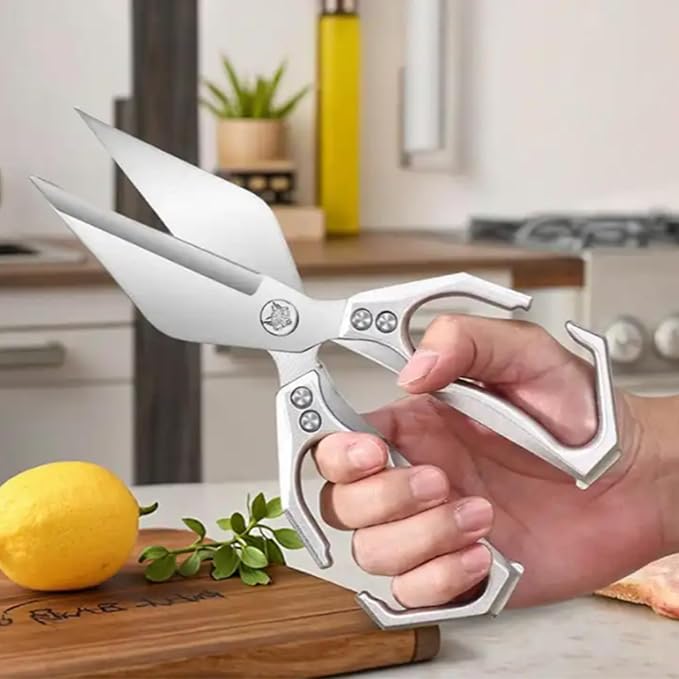 Multi-Purpose Kitchen Scissors,stainless steel scissors,Poultry Shears,Sharpeners Bottle Openers Zester and More Stainless Steel,for opening cans and heavy duty poultry cutting (Black)