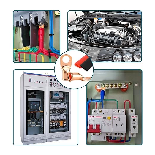 10PCS Battery Cable Ends, 8 Gauge Wire Connectors 3/8 Copper Wire Lugs, Bare Copper Eyelets with Heat Shrink Tubing by HOUSUN
