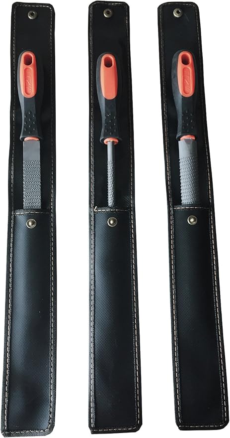 8" Wood Rasp File Set with Rubber Grip - Includes Hand Cut Round, Half-Round, and Flat Rasp File Kit - Curved and Flat Tools(3 Pcs) The Color of Packing Bag is Random