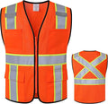 Class 2 Safety Vest with Zipper Front and multiple Pockets, High Visibility Vest, Meets ANSI/ISEA Standards
