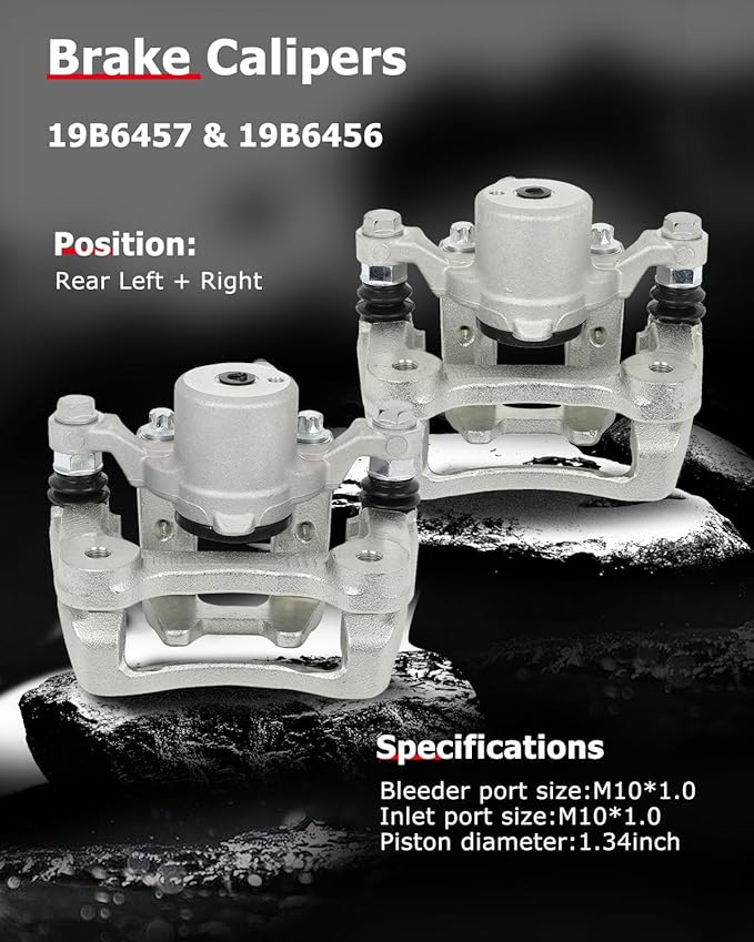 cciyu Rear Left & Right Brake Calipers Assembly w/Bracket 19B6457 19B6456 2011 2012 2013 2014 2015 For Hyundai For Sonata,2011 2012 2013 2014 2015 For Kia For Optima