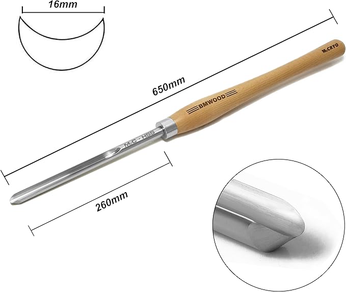 Cryo M2 HSS 5/8" Spindle Gouge with Beech Handle Length 15-1/2", Woodlathe Chisels for Woodturning