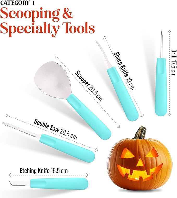 Pumpkin Carving Kit 10 pcs Acua Blue- Halloween Pumpkin Carving Kit Case - Complete Pumpkin Carving Set With Saw Pumpkin Carving Knife - Halloween Pumpkin Carving Tools