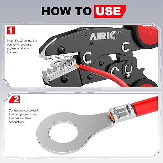 AIRIC Non Insulated Wire Connectors Kit, 22-10 AWG Uninsulated Connector, Bare Cable Ends, Electrical Crimp Terminals End, Wiring lugs for 22-10 Gauge Wires, Ring Fork Terminal, 280 PCS