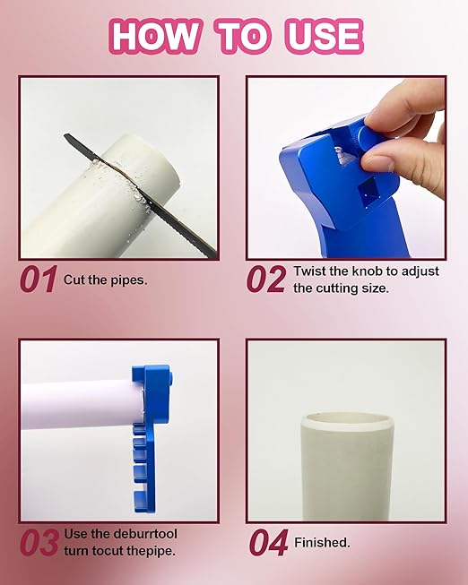 9-in-1 PVC Pipe Deburring Tool, Adjustable Chamfers PVC Chamfer Tool for 9 Sizes: 0.5 Inch to 4 Inch Plastic Pipes, Professional Effective PVC Pipe Reamer for SCH40 PVC, CPVC Pipes (Blue)