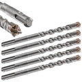 5pcs 7/16" X 6"-4" Cross-Type Double Thread Carbide Drill Bits for Concrete, Brick, Stone, Hammer Drill
