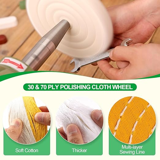 6PCS 8 Inch Polishing Wheels Kit for Bench Grinder, Include 5/8" Arbor Hole White Cotton Polish Wheels(50Ply), Yellow Cotton Wheel(40Ply), Soft Flannel Buffing Wheel(30Ply)& 3 Polishing Compound Set