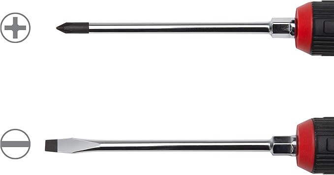 STEELMAN Comfort Grip Screwdriver Set, 15 of the Most Common Phillips, Slotted, and Precision Sizes, Magnetic Tips, 5 Largest Screwdrivers Feature Hex Bolsters