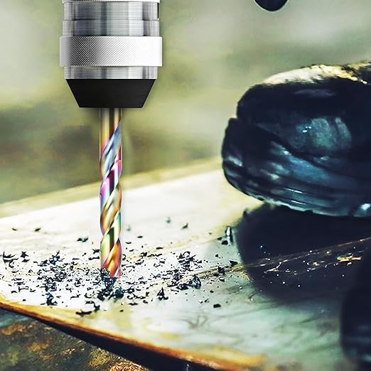 29Pcs Cobalt Drill Bits (1/16"-1/2"), 135 Degree Tip HSS Colorful Titanium Plating with Metal Storage Case, Twist Jobber Drill Bit for Cast Iron, Steel, Hardened Metal, Plastic and Wood