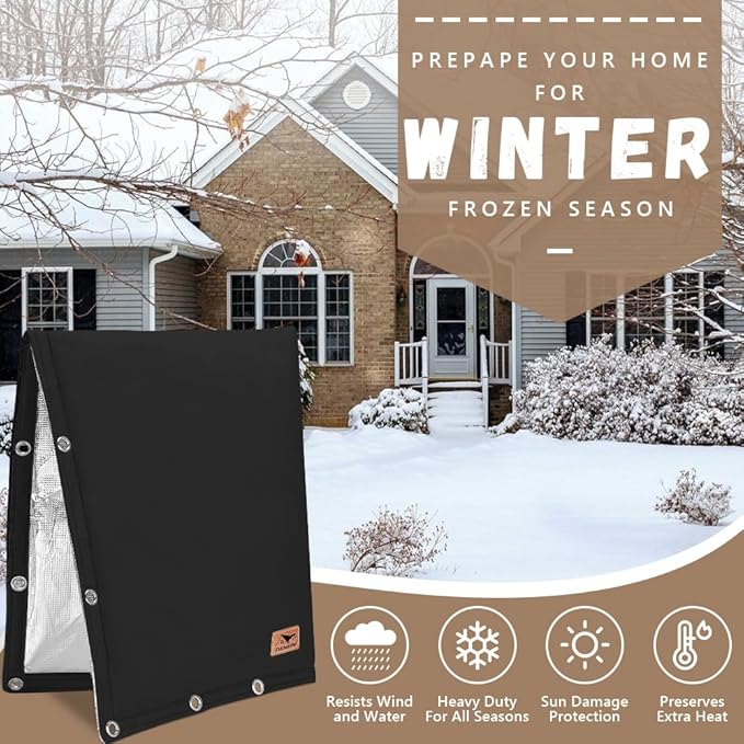 Backflow Preventer Insulation Cover - 2 Way Opening Pipe Insulation Cover for Irrigation Valve, Sprinkler Cover for Outside - Winter Freeze Protection Backflow Cover - 16" W x 20" H, Black