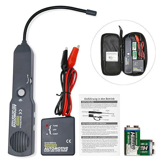 Cable Tracker Electrical Circuit Tester, DC6-42V Wire Tracer Automotive Short and Open Circuit Finder EM415PRO, Wire Tracing Automotive Diagnostics Tool Kit with Buzzer Alarm