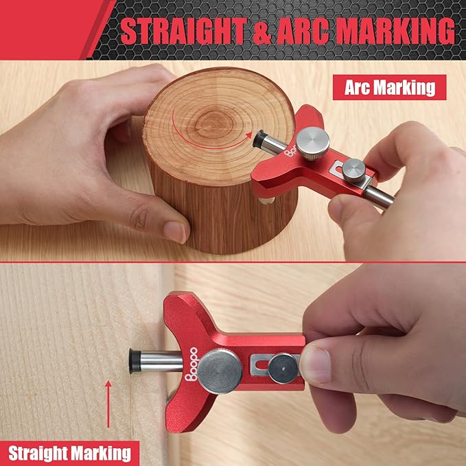 Woodworking Wheel Marking Gauge, Precision Wood Scriber Tool With Cutters, Adjustable Line & Circle Drawing Gauge With Graduated Inch & MM Scale – Metal Carpenter Layout Tool