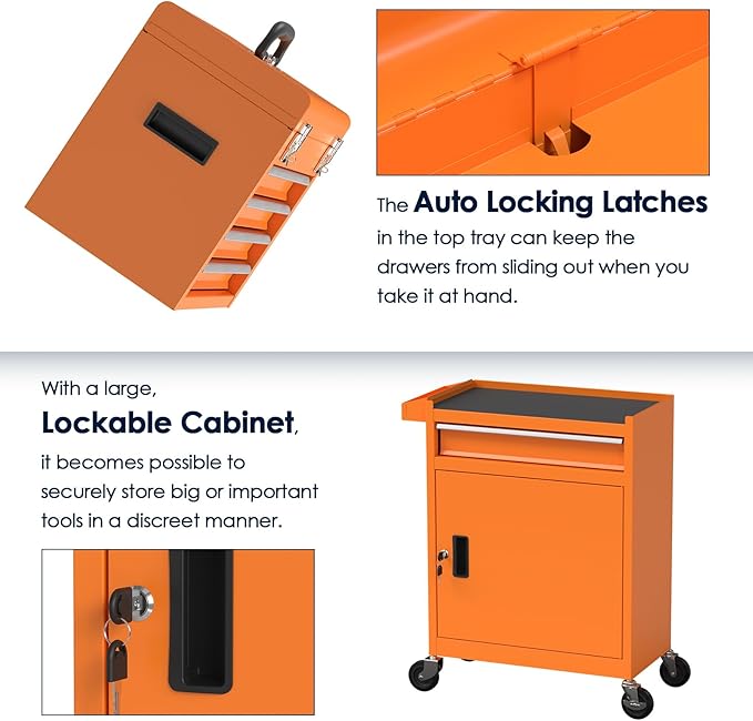 5-Drawer High Capacity Rolling Tool Chest, Tool Box with Drawers and Wheels, Toolbox on Wheels with Cabinet(Orange)
