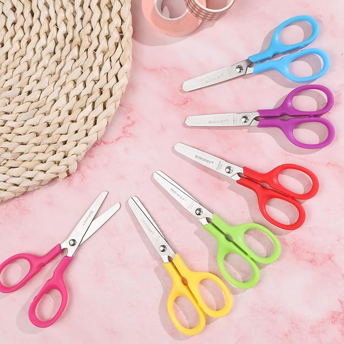 90Pack 5" Small School Student Blunt Kids Craft Scissors, Sharp Stainless Steel Blades Safety Toddler Kid Child Comfort Grip Scissors Bulk for Children Cutting Paper