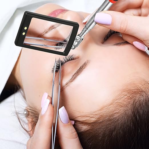3 Pieces Telescoping Inspection Mirror Inspection Tool for Check the Condition of Vehicle, Observe the Eyelashes, Mouth and Other Small Parts(Rectangle with Light,7.9 x 2.5 x 1.2 Inch)