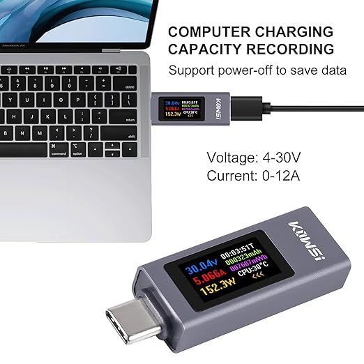 UMLIFE 2PCS 360W USB C Tester Power Meter, 4-30V 0-12A Type-C PD Tester Digital Multimeter, Power Voltage and Current Tester Meter, Power Bank Capacity Voltmeter USB Cable Charger Detector