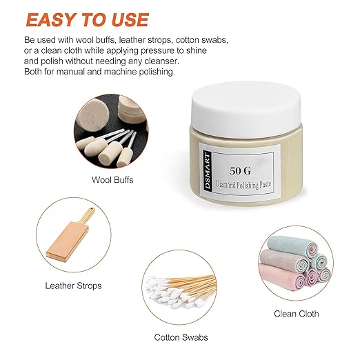 15,000Grit Diamond Polishing Lapping Compound Polish Paste 50G (1.76 Oz) with 25% Diamond Powder (0.8-1 Micros) for Metal Silver Chrome Glass Marble Resin Rock Watch Jewelry Gemstone