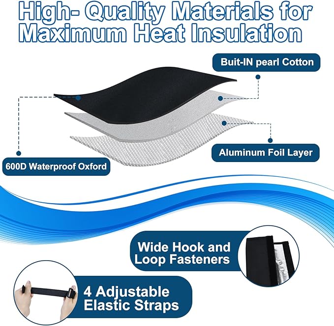 3 Layers HVAC Copper Pipe Insulation Cover Protector Outdoor 600D Oxford AC Copper Line Insulation Sleeve Wrap for Outside 72x10.2Inch with 4 Adjustable Straps for Central Air Conditioning Mini Splits