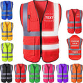 Custom Safety Vest for Men with Logo Pockets Personalized High Visibility Protective Workwear with Reflective Strip