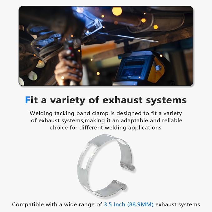 3.5 Inch (88.9MM) Stainless Steel Welding Tacking Band Clamp,Clamp-On Exhaust Pipe Tacking Band for Welding Fabrication