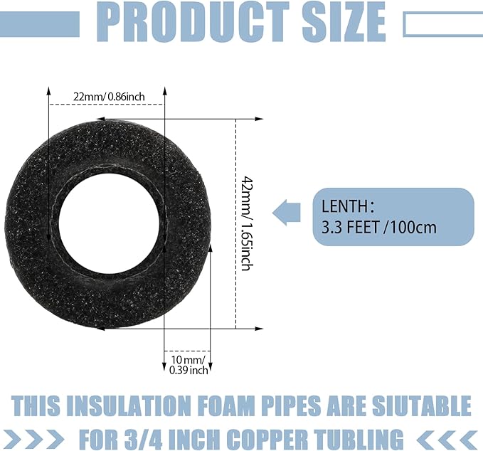 Amylove 36 Pcs 3.3 Feet Foam Pipe Insulation Foam Tube Insulating Water Pipe Pool Swim Noodles Heat Preservation Pipe Covers for Tubing Outdoor Freeze Protection (Black,3/4 Inch)
