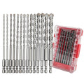 Pro Edge 14 Pcs Masonry Drill Bit Set 5/32''-1/2'', Carbide Concrete Drill Bits with Shockproof Hex Shank and Industrial Carbide Bit Tip for Brick/Glass/Cement/Tile/Plastic, with Storage Box