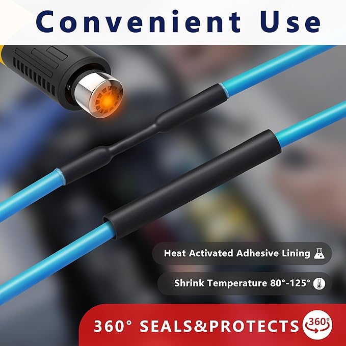 1/4inch Heat Shrink Tubing, 16.4 Ft 3:1 Heat Shrink Tube Dual Wall Adhesive Lined, Waterproof Marine Shrink Wrap Tubing, Electrical Industrial Automotive Sealing Heat Shrink Tubing for Wire Insulation