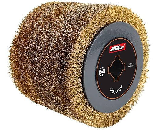 Aidelife Metal Wire Brush for Grinding Machine Renovator，Drawing Wire Wheel Ø120x100, Wire Drawing Machine Attachment. for Soiled Metal or Stone Surfaces and for The Removal of Grey from Wood