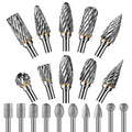 20pcs Carving Bits,10pcs Carbide Burr Bits+10pcs Diamond Drill Bits(1/8 in) Standard Cylindrical Shank for Woodworking,Engraving,Drilling,Glass,Metal,Rotary Tool Accessories