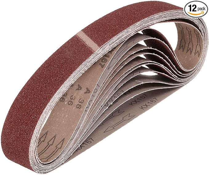 HARFINGTON 1 x 42 Inch Sanding Belts, 12 Pcs 36 Grits Aluminum Oxide Abrasive Belt Sander File Belt for Woodworking, Metal Polishing, Knife Sharpener