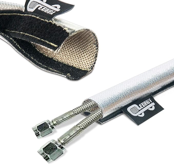 Heat Shroud Sleeve Aluminized Sleeving Express Aluminized Hose and Silver Hose Wire Protection Barrier with Hook and Loop Closure, 3/4" I.D.x 10FT