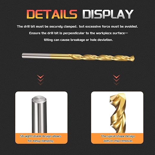 Drill Bit, 3/32" Cutting Diameter (2.381mm), 4241 HSS TiN Coated 118° Cutting Angle Versatile Jobber Bits - (Applications: for Drilling Plastic Wood Soft Thin Metal), 20-Pieces