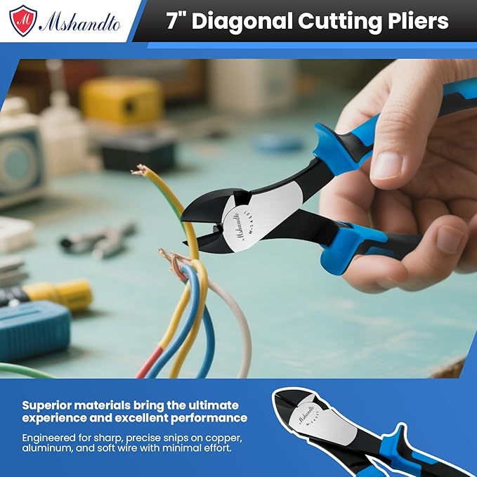 3 Pieces Plier Set, Including 8" Needle Nose Pliers, 8" Linesman Pliers and 7" Diagonal Cutting Pliers, Premium Cr-V Construction for Plumbing, and General Applications Multi-use Tools